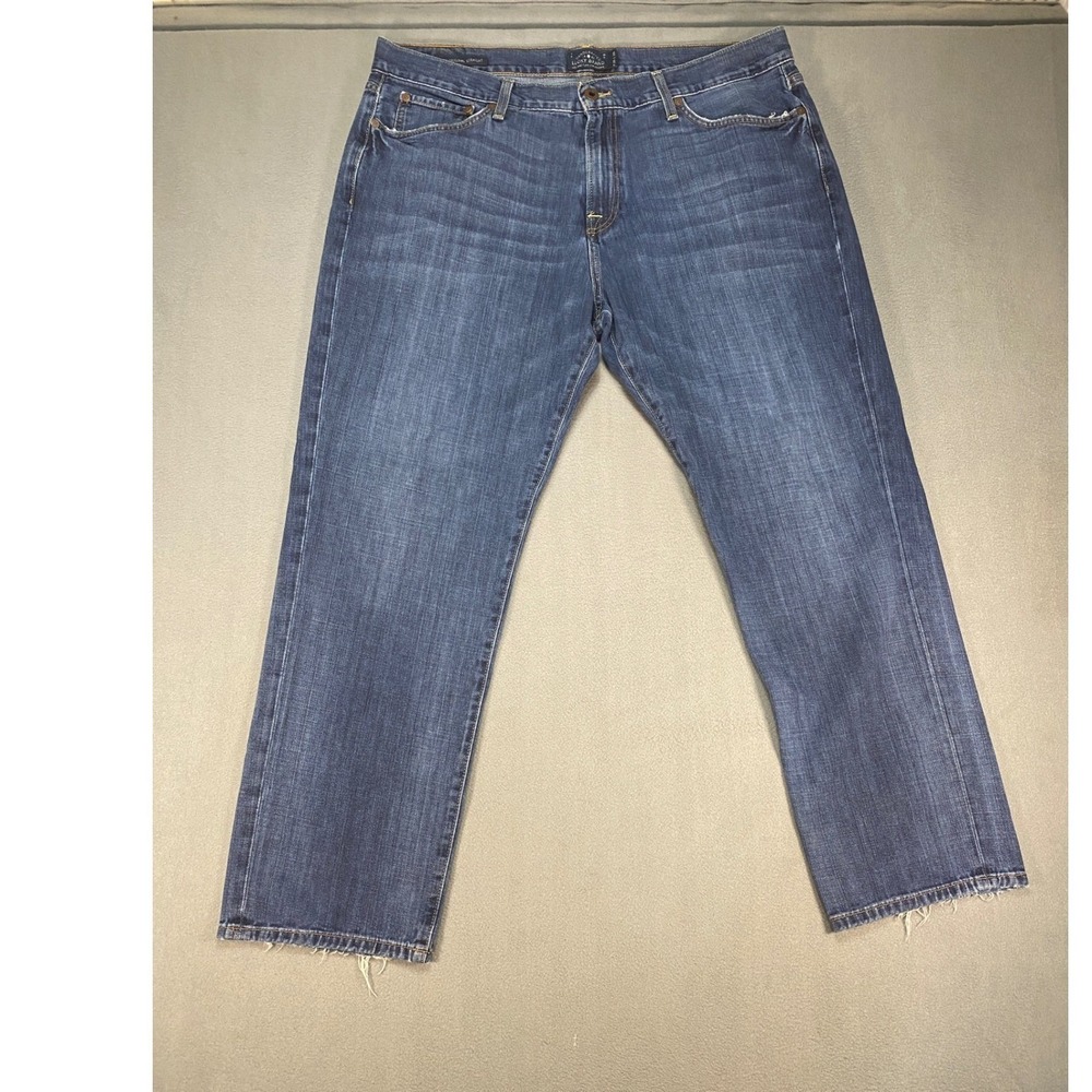 Lucky Brand 221 Original Straight Jeans Mens 38x30 Blue Distressed Denim
